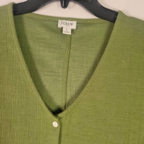 J. CREW Vneck, button, knot tie, short sleeve, womens size large - Picture 2 of 11